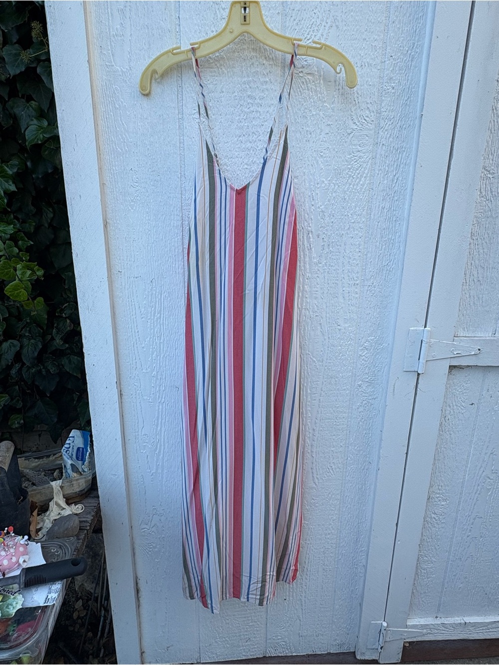 Old Navy Striped Midi Dress - Red, Blue, Green, Cream - Picture 1 of 5